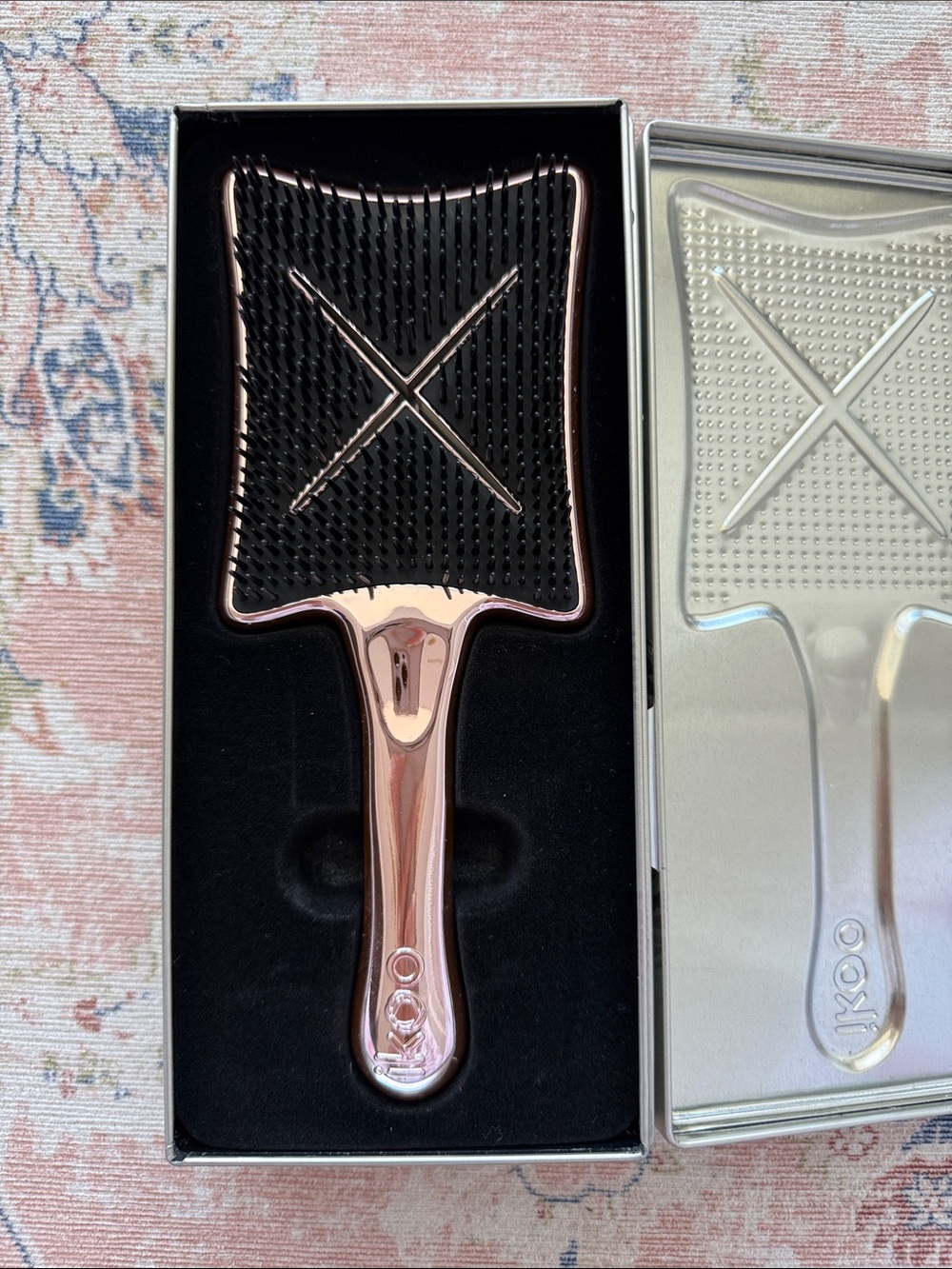 Ikoo Paddle X Pops Detangling Brush - Metallic Silver
